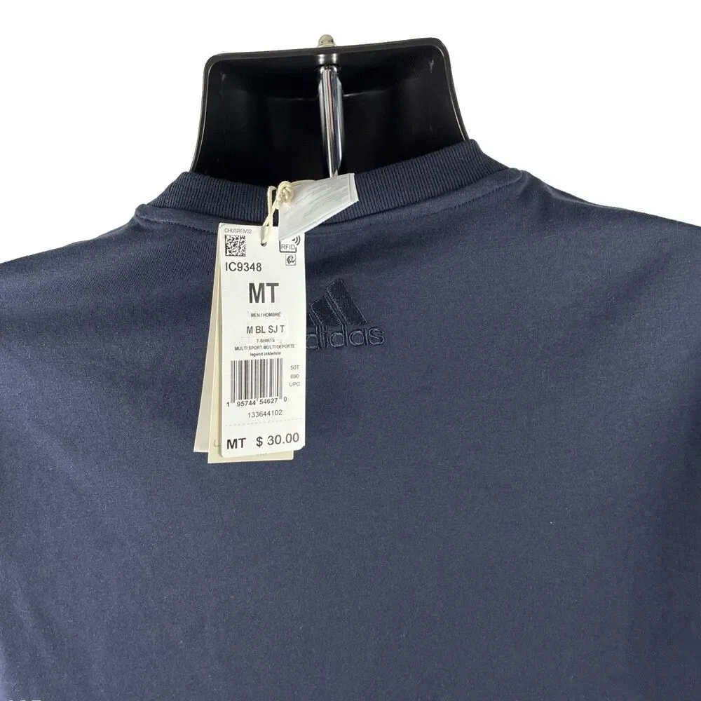 New adidas Mens Big & Tall Size Medium Tall MT T-Shirt Top Navy/White IC9348 NWT